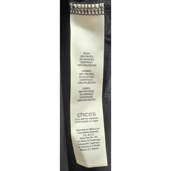 Chicos Assymetrical Tunic Blouse Top Size 1 (US M 8) Sheer Panel Stretch Black - Picture 8 of 12